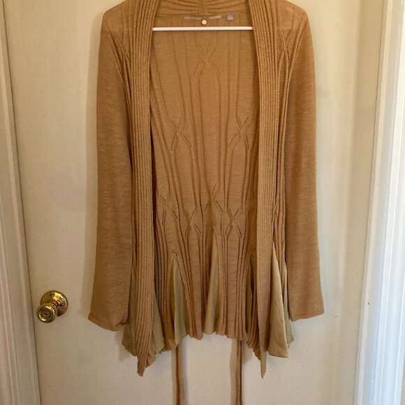 Vintage Anthropologie Knitted & Knotted Gold Cardigan Sweater MED - Picture 2 of 10
